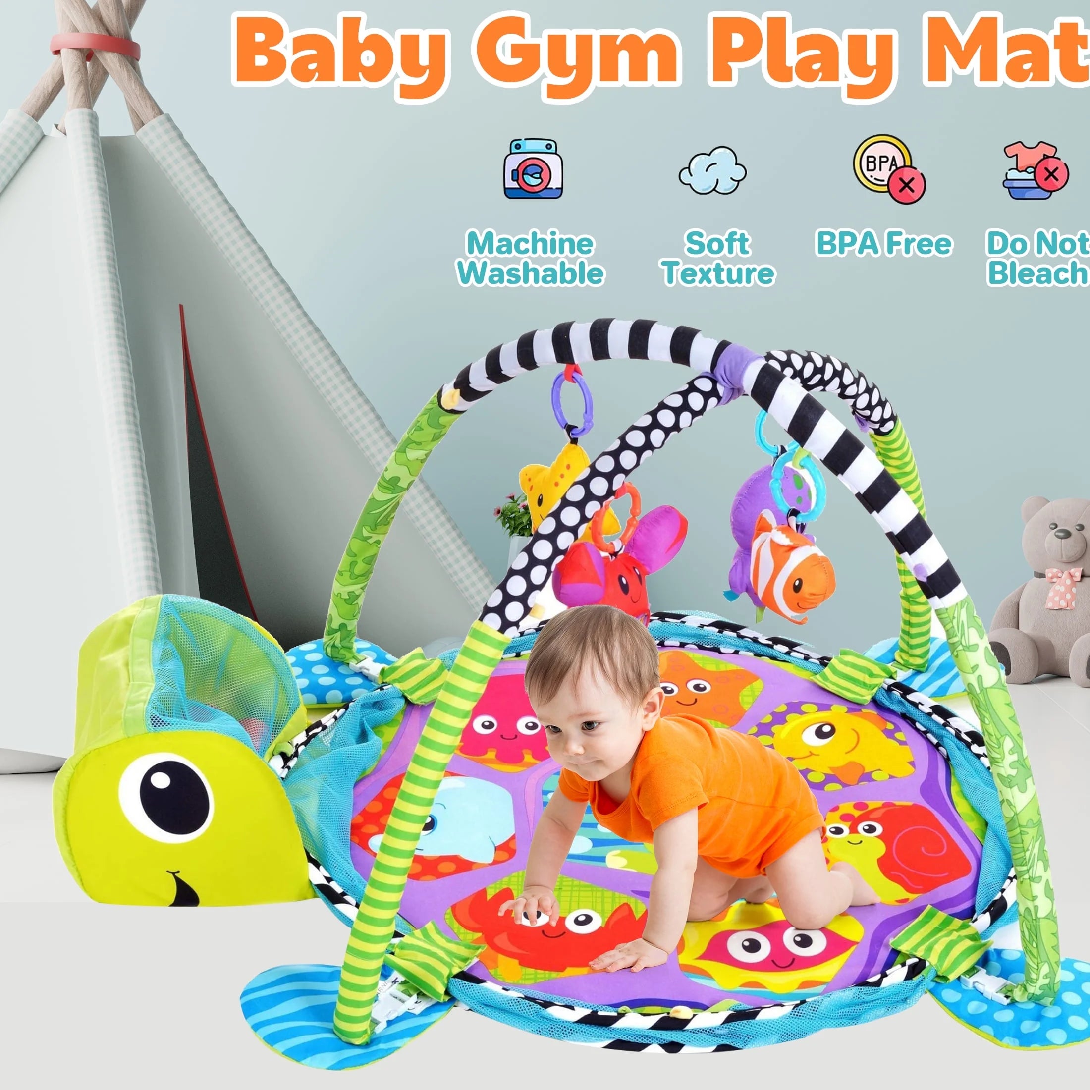 3-In-1 Baby Play Gym & Activity Mat with Ocean Ball Pit - Developmental Toy for Newborns to Toddlers (0-36 Months)