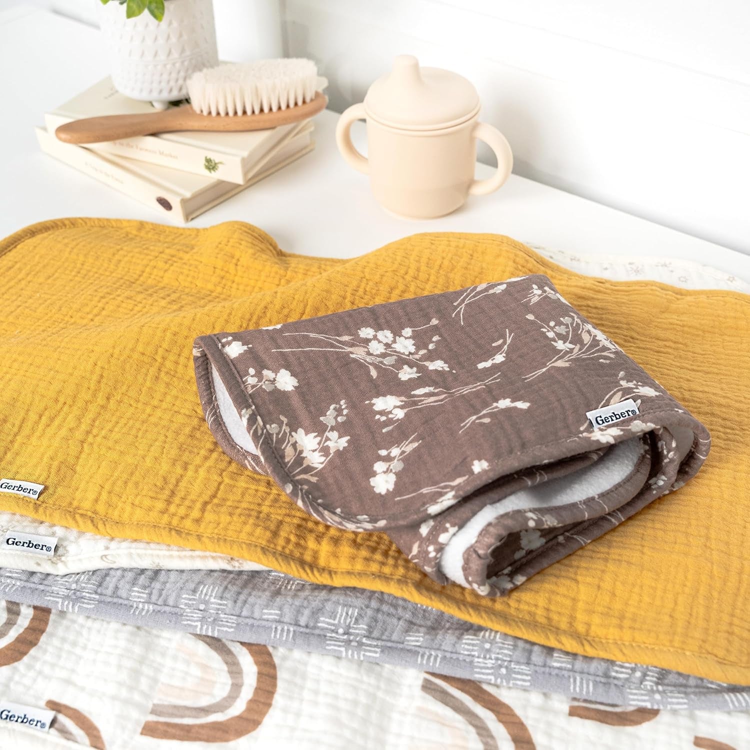 Baby Unisex Muslin Burp Cloths 5-Pack, Multi Pink Floral, Large Size 20" X 10"