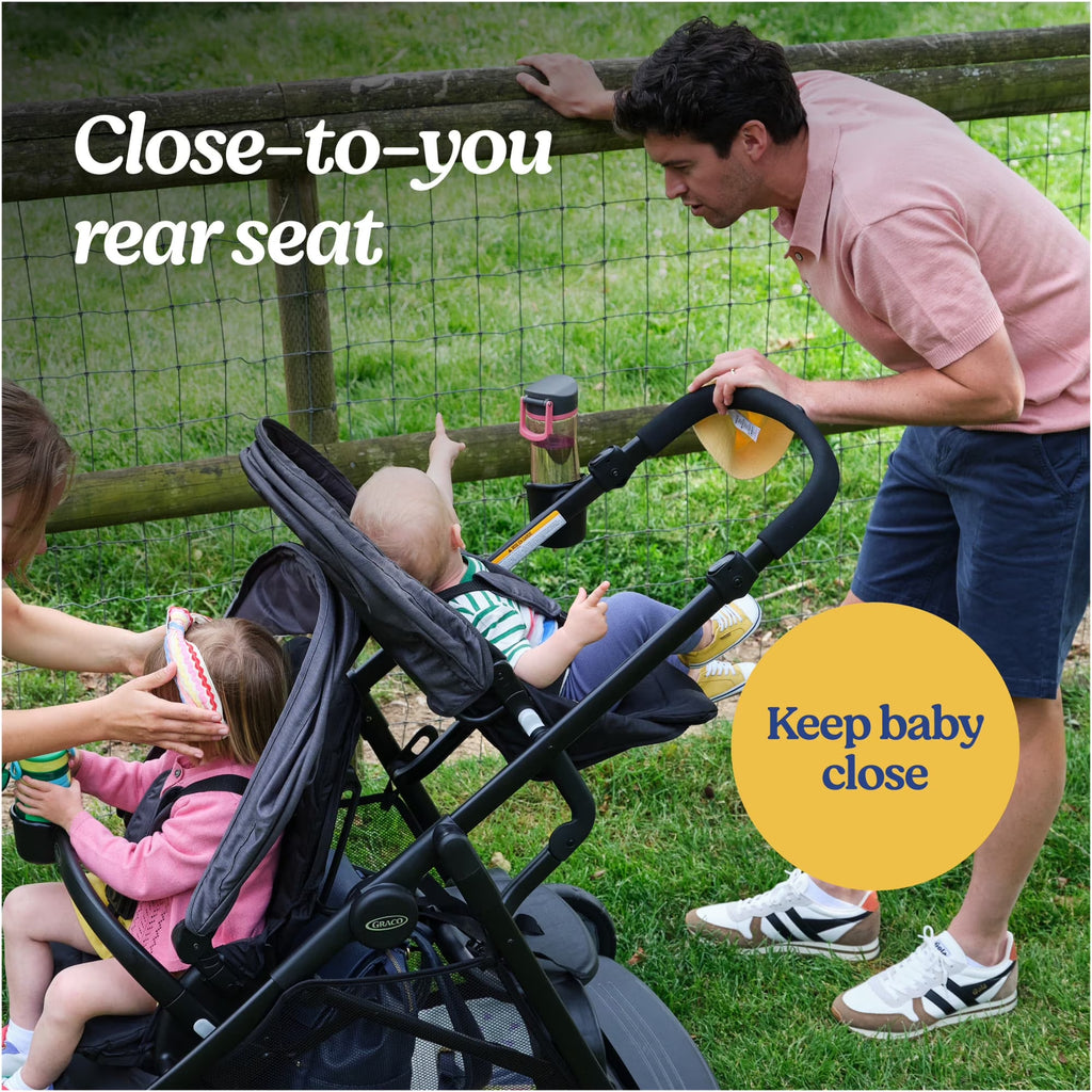 Ready2Grow LX 2.0 Double Stroller Features Bench Seat and Standing Platform Options, Clark, Grey