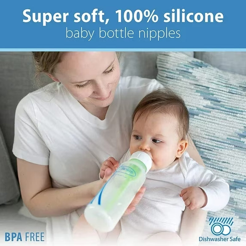 (3 Pack)  Natural Flow Level 3, Narrow Baby Bottle Nipple, Medium-Fast Flow, 6M+, 100% Silicone, 6 Pack