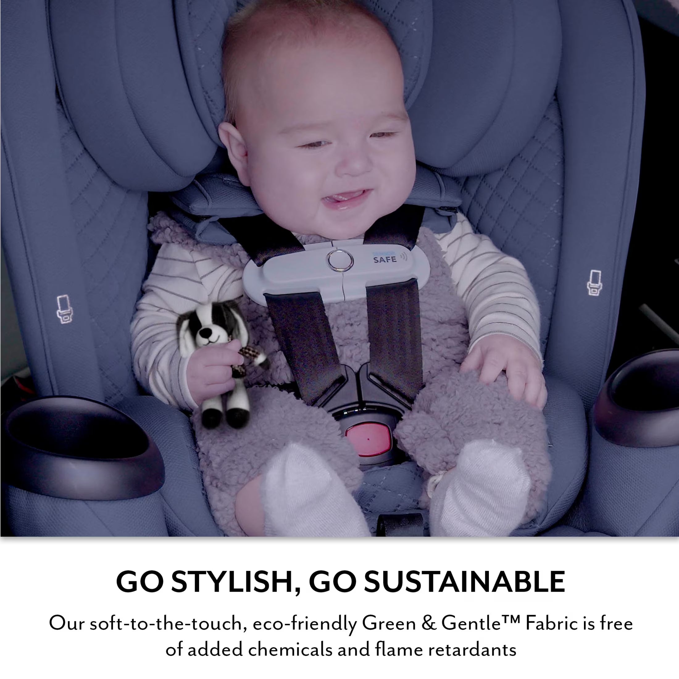 Revolve360 Slim 2-In-1 Rotating Car Seat with Green & Gentle Fabric (Flint)