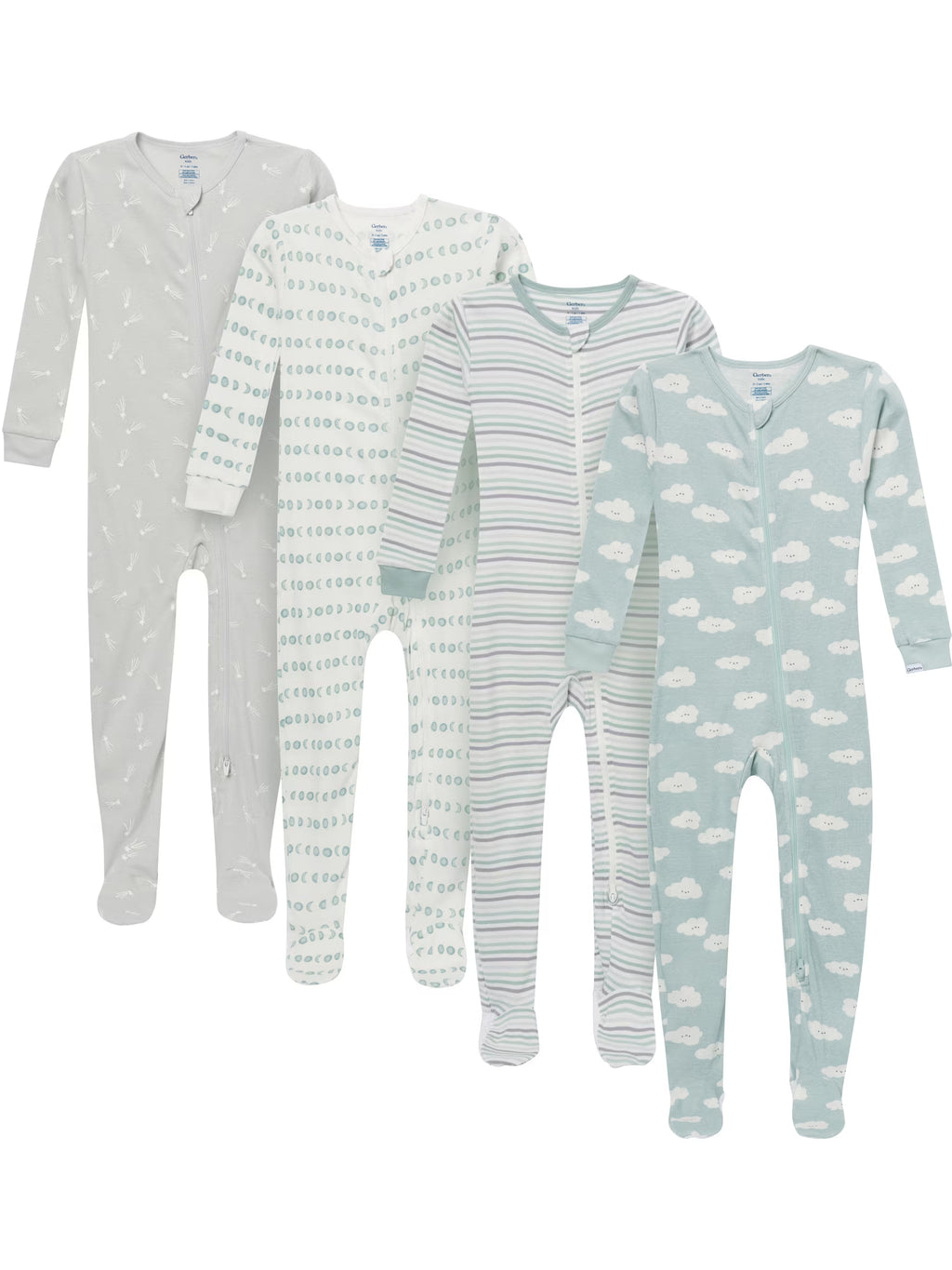 Baby and Toddler Neutral Footed Unionsuits, 4-Pack, 0/3 Months - 5T