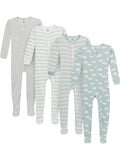 Baby and Toddler Neutral Footed Unionsuits, 4-Pack, 0/3 Months - 5T