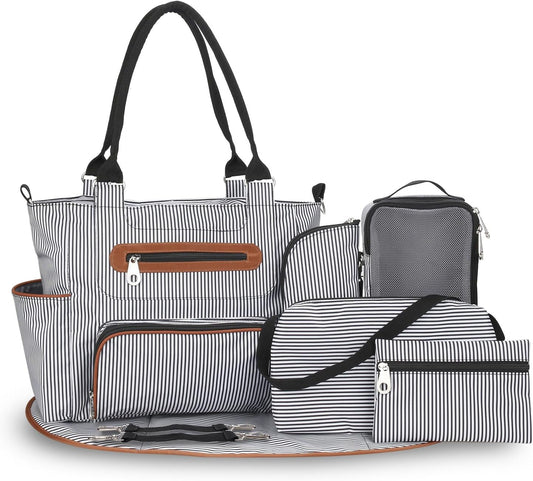 8Pcs Baby Nappy Diaper Bags Set for Mom Dad Mummy Handbags Multifunctional Diaper Changing Bags