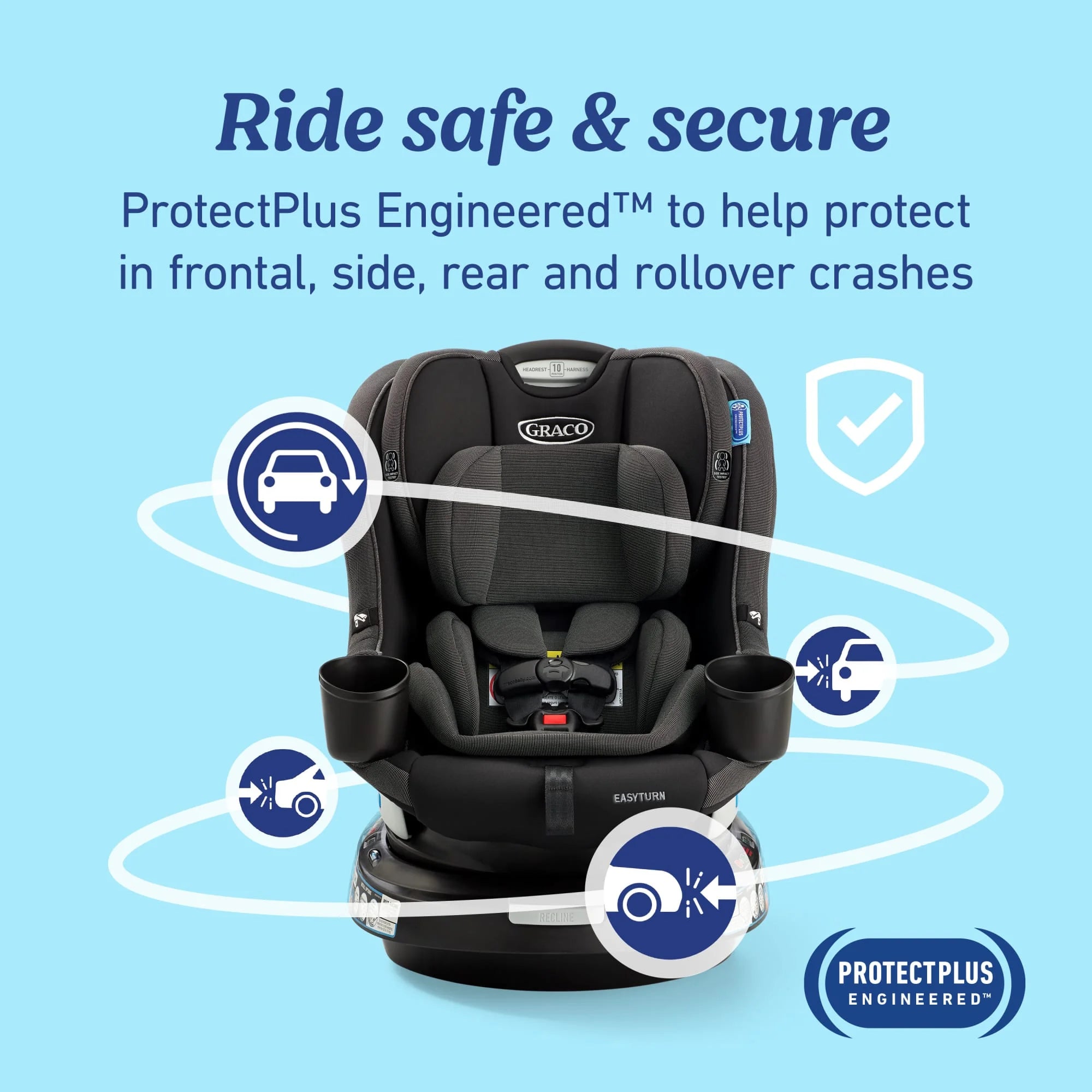 Easyturn 360 2-In-1 Convertible Car Seat, Cyran, Black