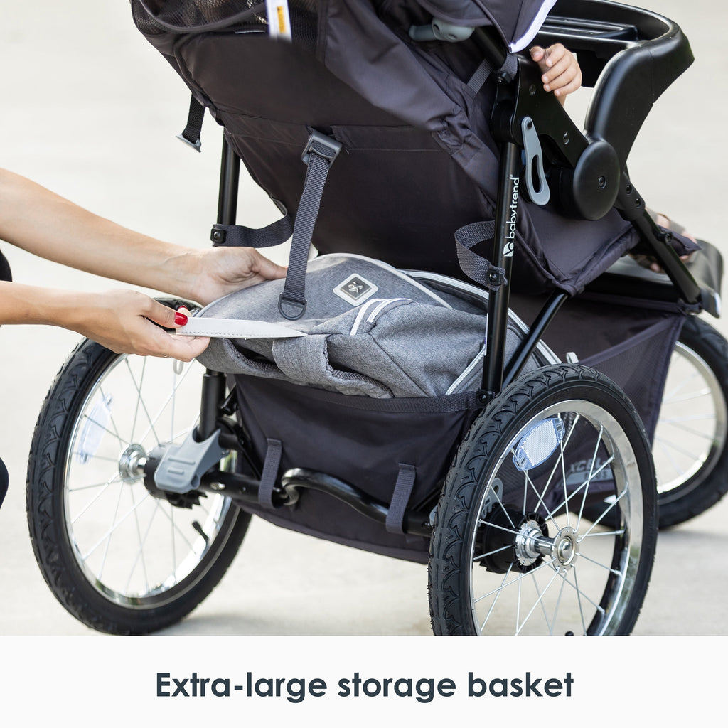 Baby Trend Xcel-R8 plus Jogging Stroller with LED Lights, Liberty Grey