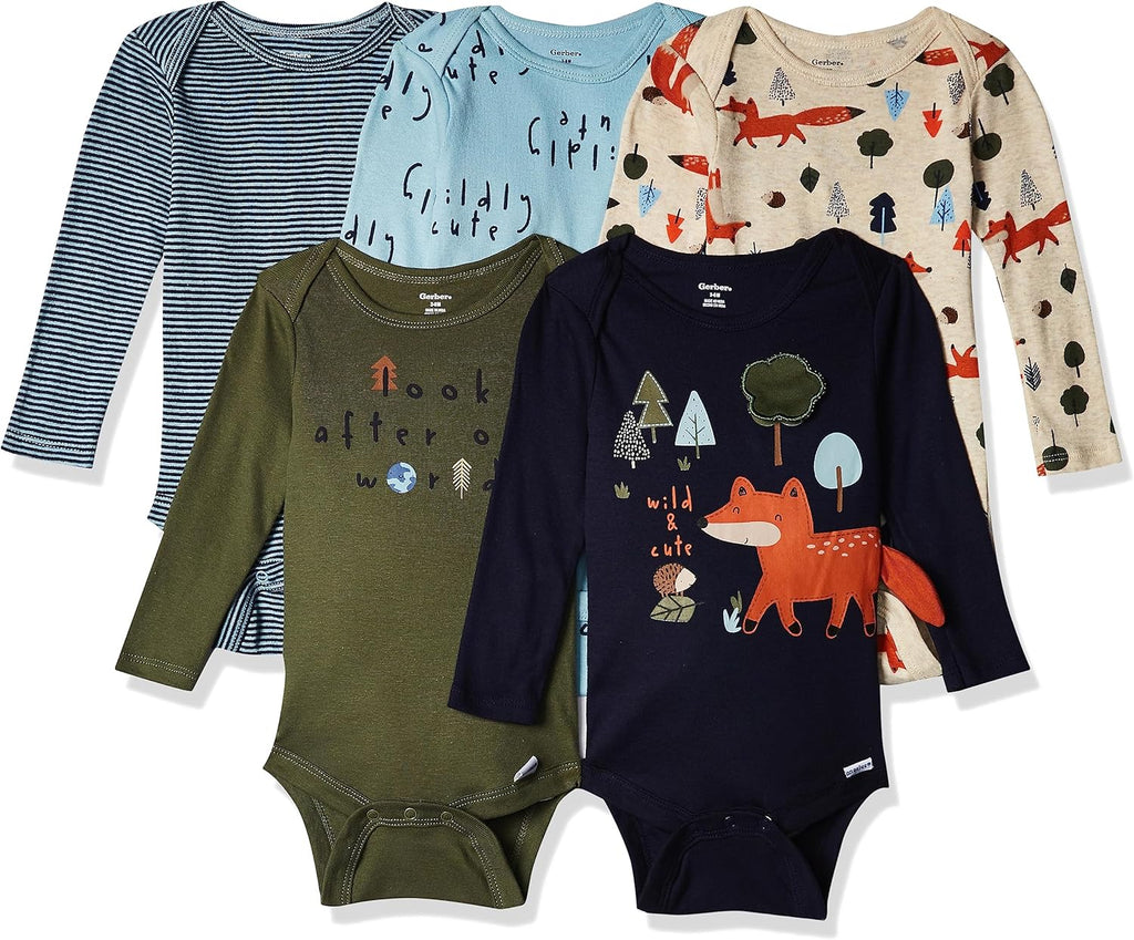Baby Boys' 5-Pack Long-Sleeve Onesies Bodysuit