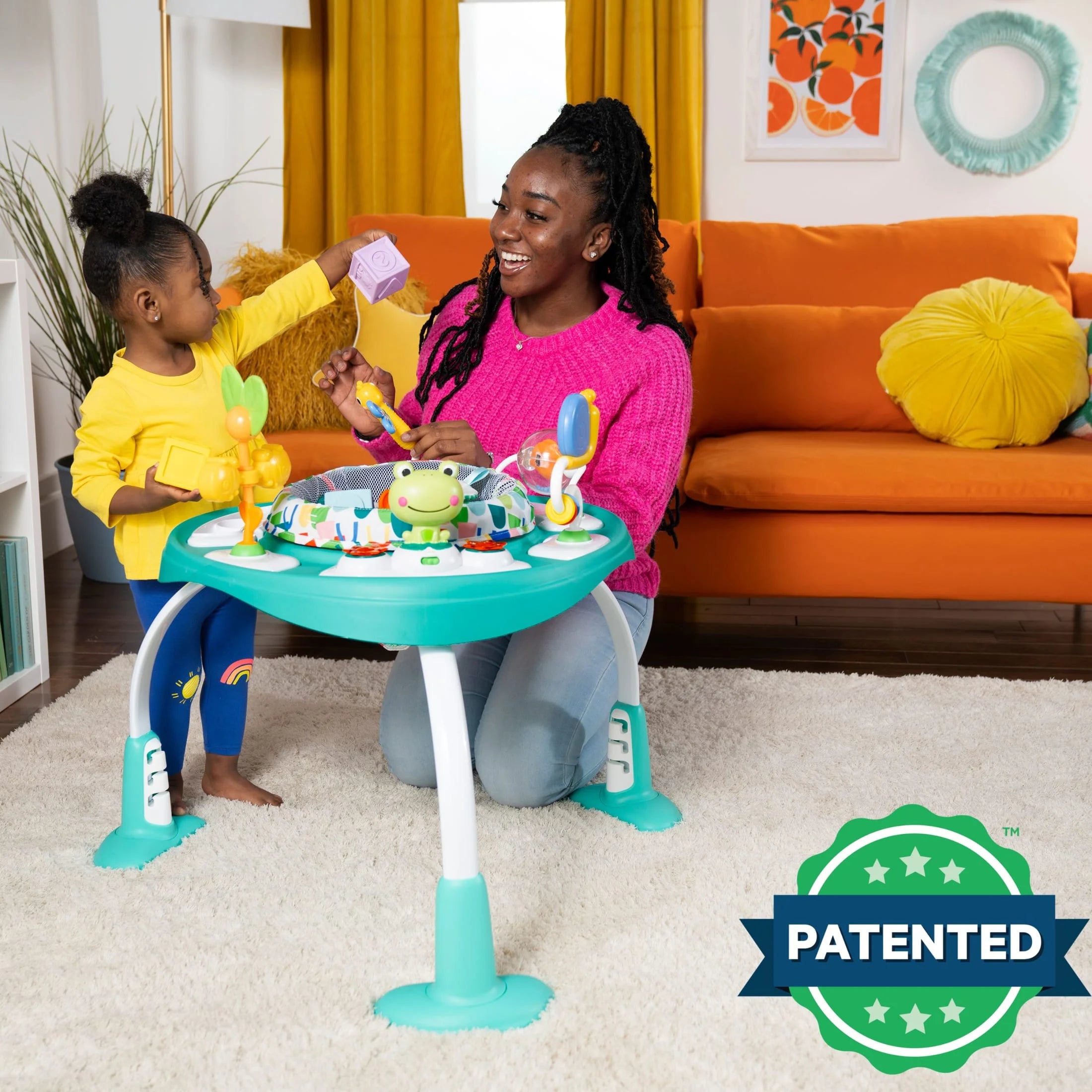 Bounce Bounce Baby 2-In-1 Activity Center Jumper & Table, Playful Pond, Green, Ages 6 Months and Up