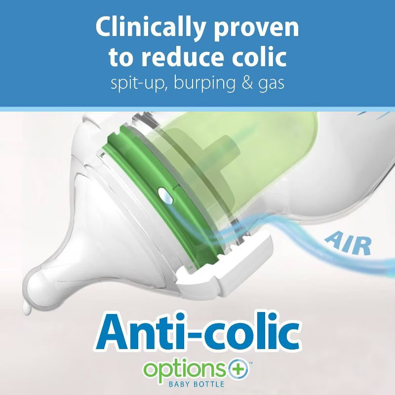 Dr. Brown'S Options+ Wide-Neck Anti-Colic Glass Baby Bottle - 2Pk
