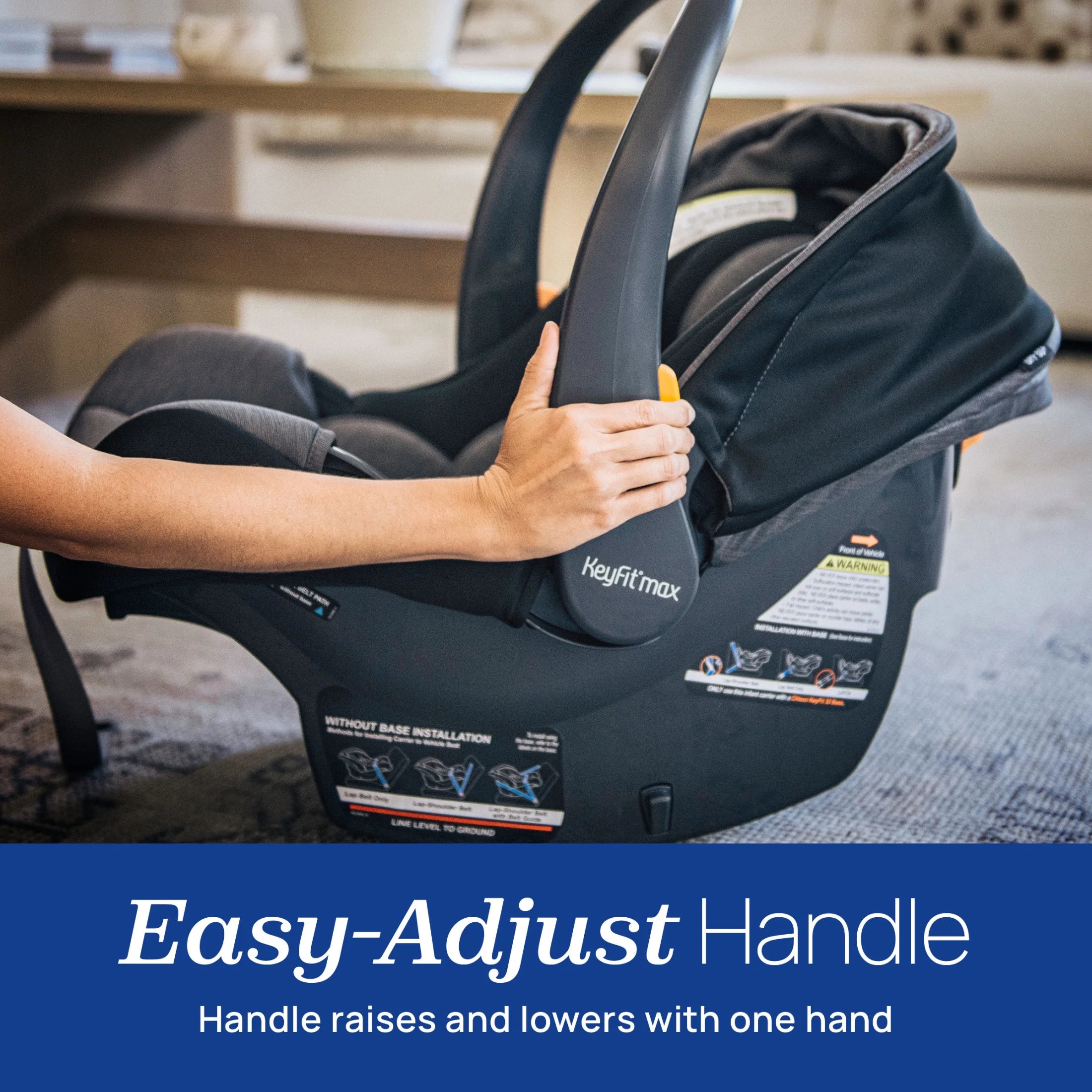 Keyfit® Max Zip Cleartex® Extended-Use Infant Car Seat and Stay-In-Car Base, Rear-Facing, 1-Hand Adjust Handle, Zip-Open Privacy Shield - Sierra (Beige), New