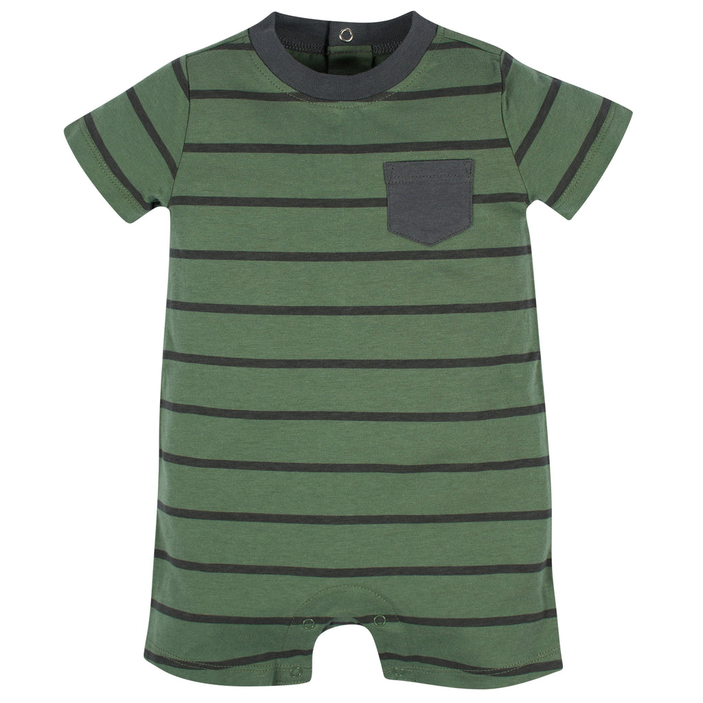 Brand Baby Boy Short Sleeve and Sleeveless Rompers, 3-Pack, Sizes 0/3 Months - 24 Months