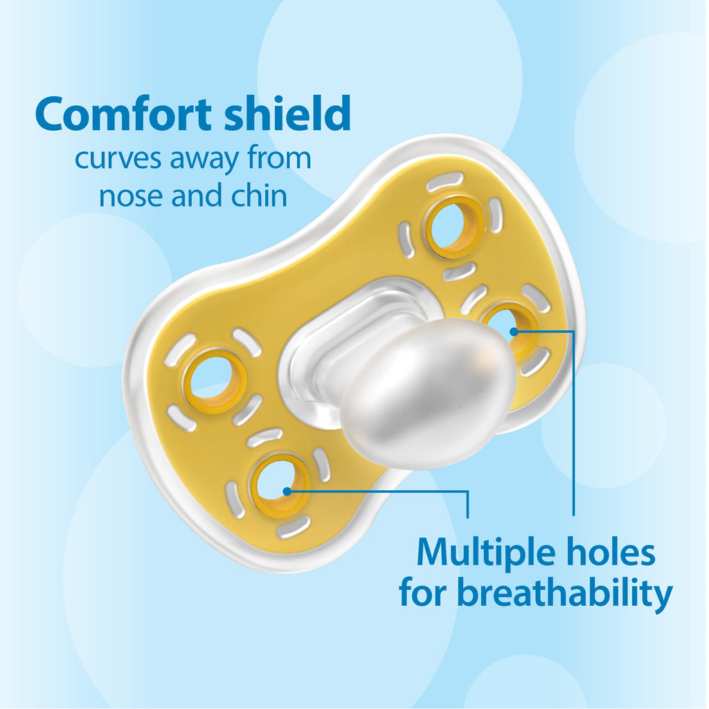 Advantage Lightweight One-Piece Silicone Baby Pacifier, Fully Symmetrical Soother, Neutral, 6-18M, BPA Free, 3 Pack