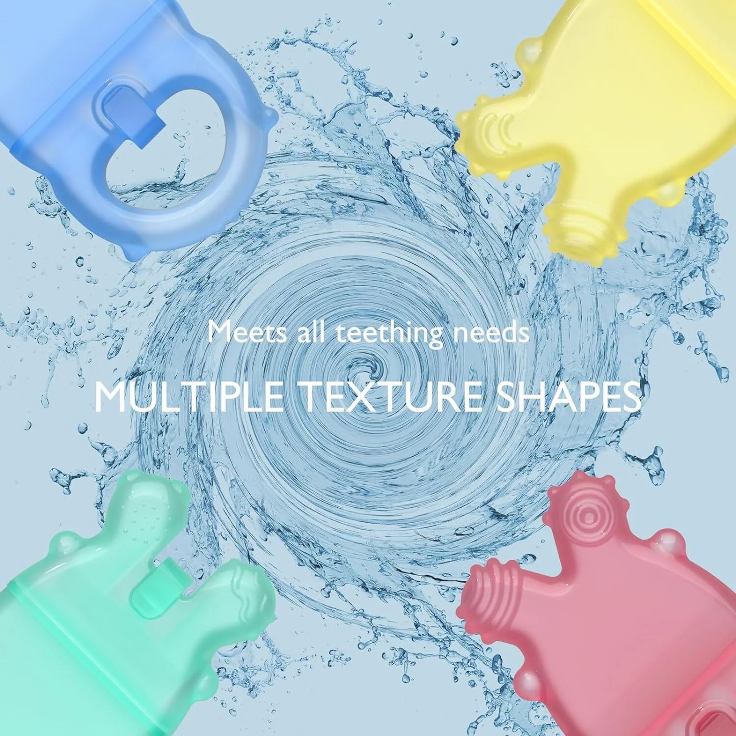 Momcozy Water Baby Teether, Silicone Cold Teether Toys for 0-12 Months, 2 Pcs, Pink and Green