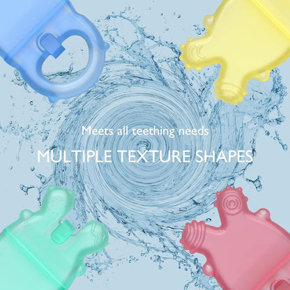 Momcozy Water Baby Teether, Silicone Cold Teether Toys for 0-12 Months, 2 Pcs, Pink and Green