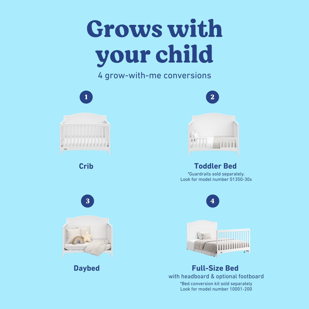 Paris 4-In-1 Convertible Baby Crib, White