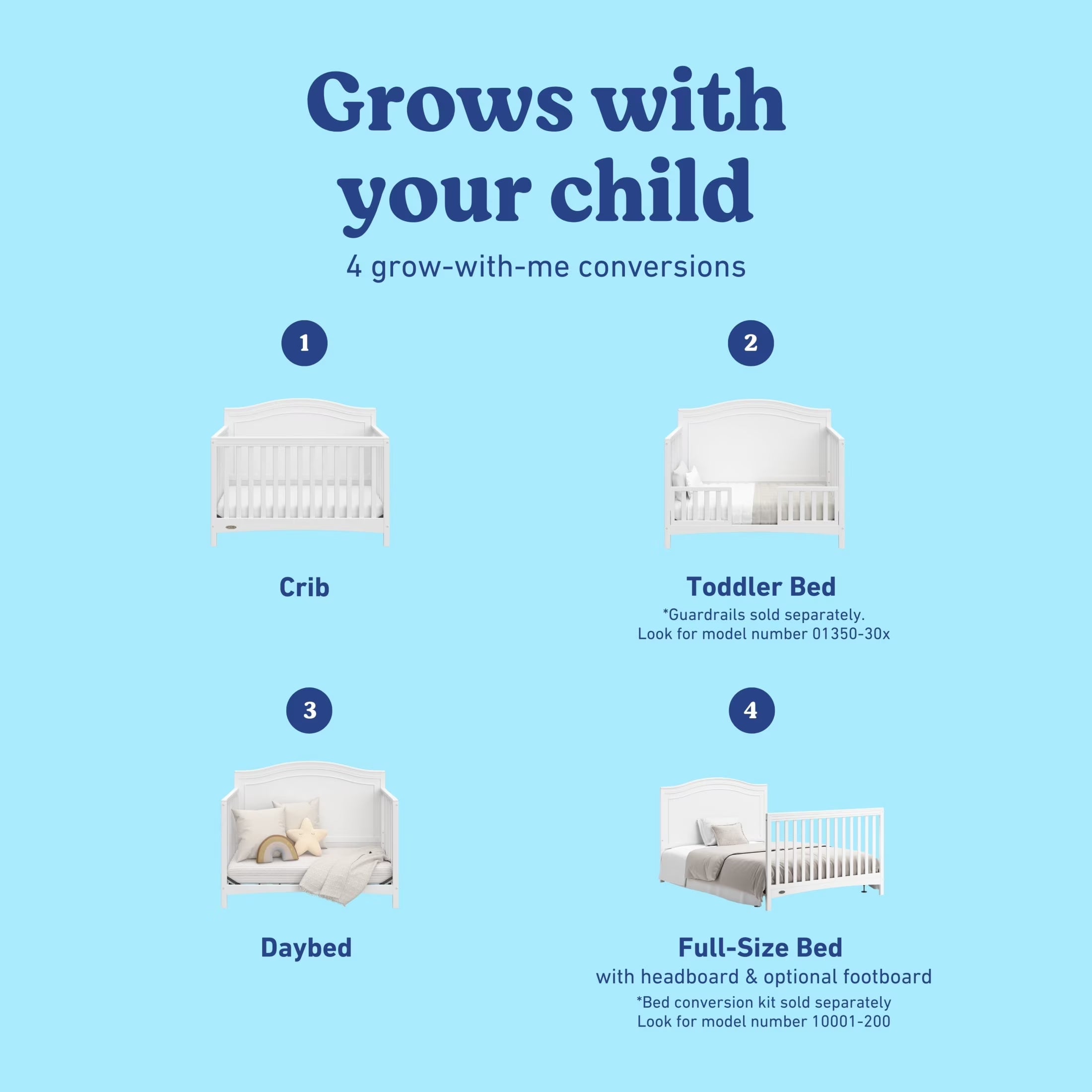Paris 4-In-1 Convertible Baby Crib, White
