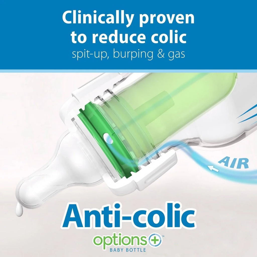 Dr. Brown'S 8 Fl Oz Options+ Narrow Anti-Colic Baby Bottle - 6Pk: Bpa-Free, Silicone Nipple, Level 1 Slow Flow