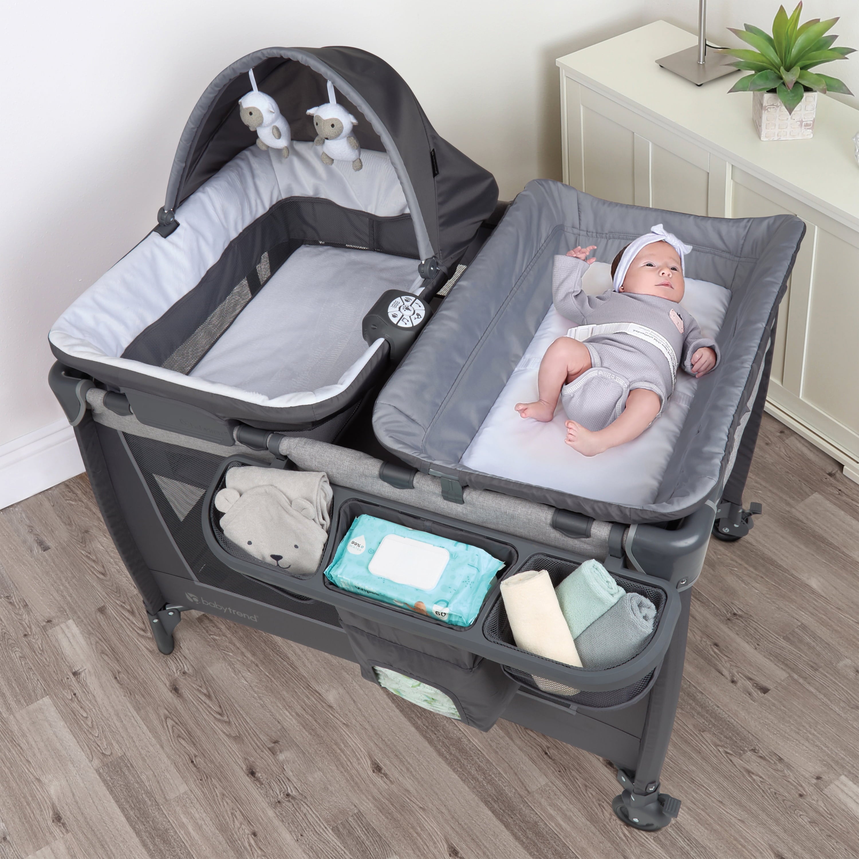Baby Trend Simply Smart 2.0 Nursery Center Playard – Bassinet, Changer, Napper & Travel Bag