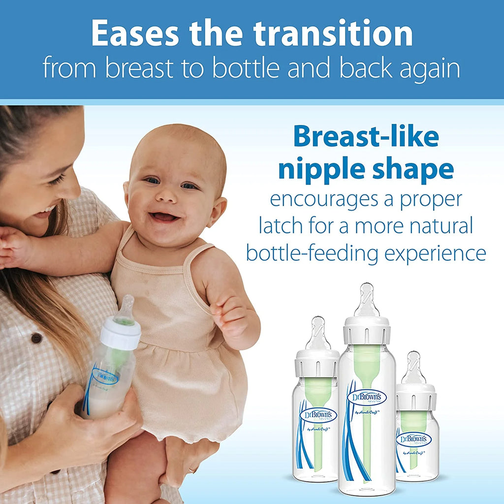 (3 Pack)  Natural Flow Level 3, Narrow Baby Bottle Nipple, Medium-Fast Flow, 6M+, 100% Silicone, 6 Pack