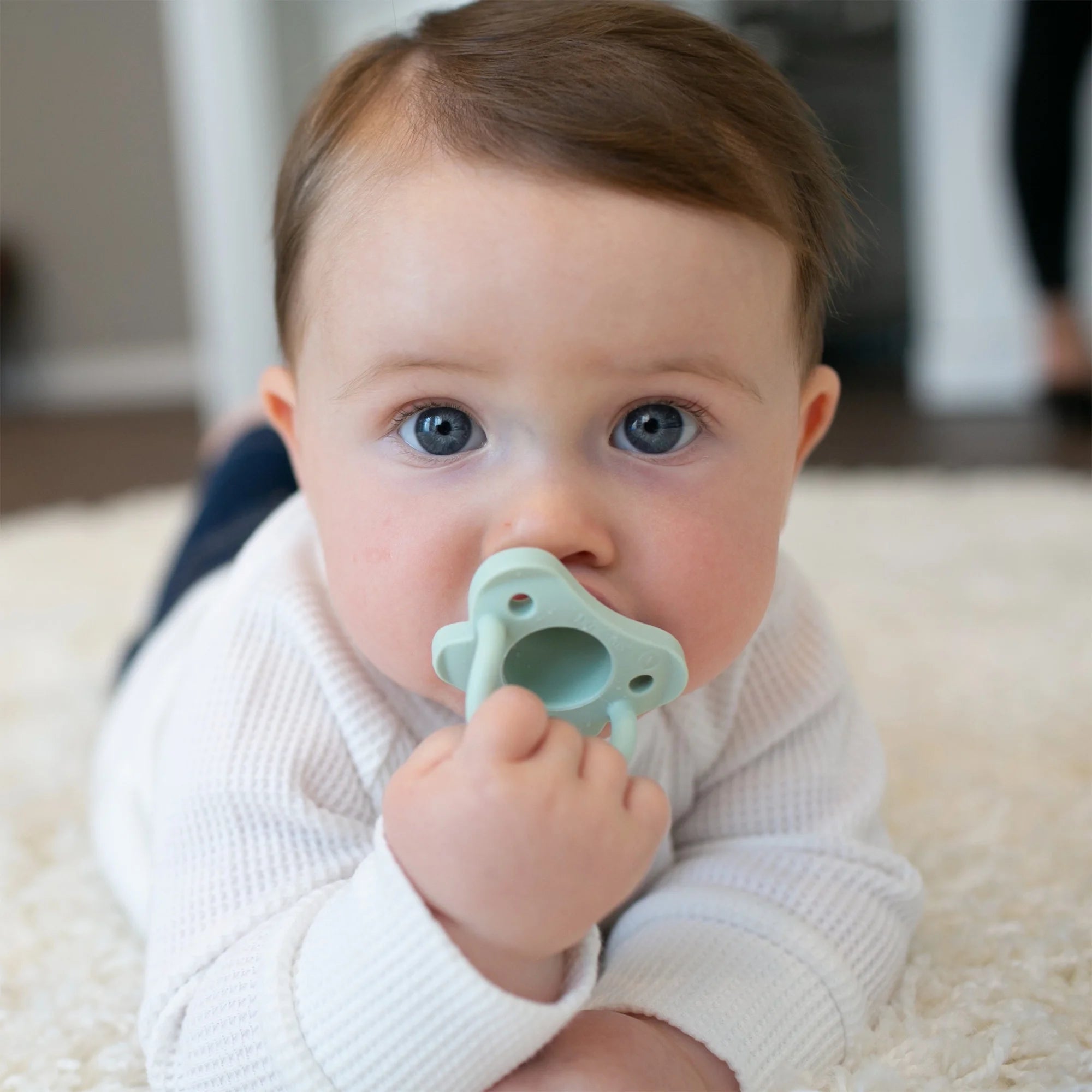 Happypaci 100% Silicone Pacifier 0-6M, BPA Free, Cool Gray, Green, Ecru, 3 Pack