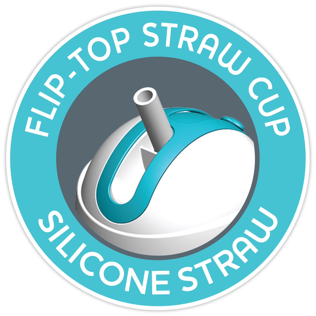 9Oz. Flip-Top Straw Trainer with Soft Silicone Straw and Double-Wall Insulation, 12M+, 2-Pack - Floral/Purple, New