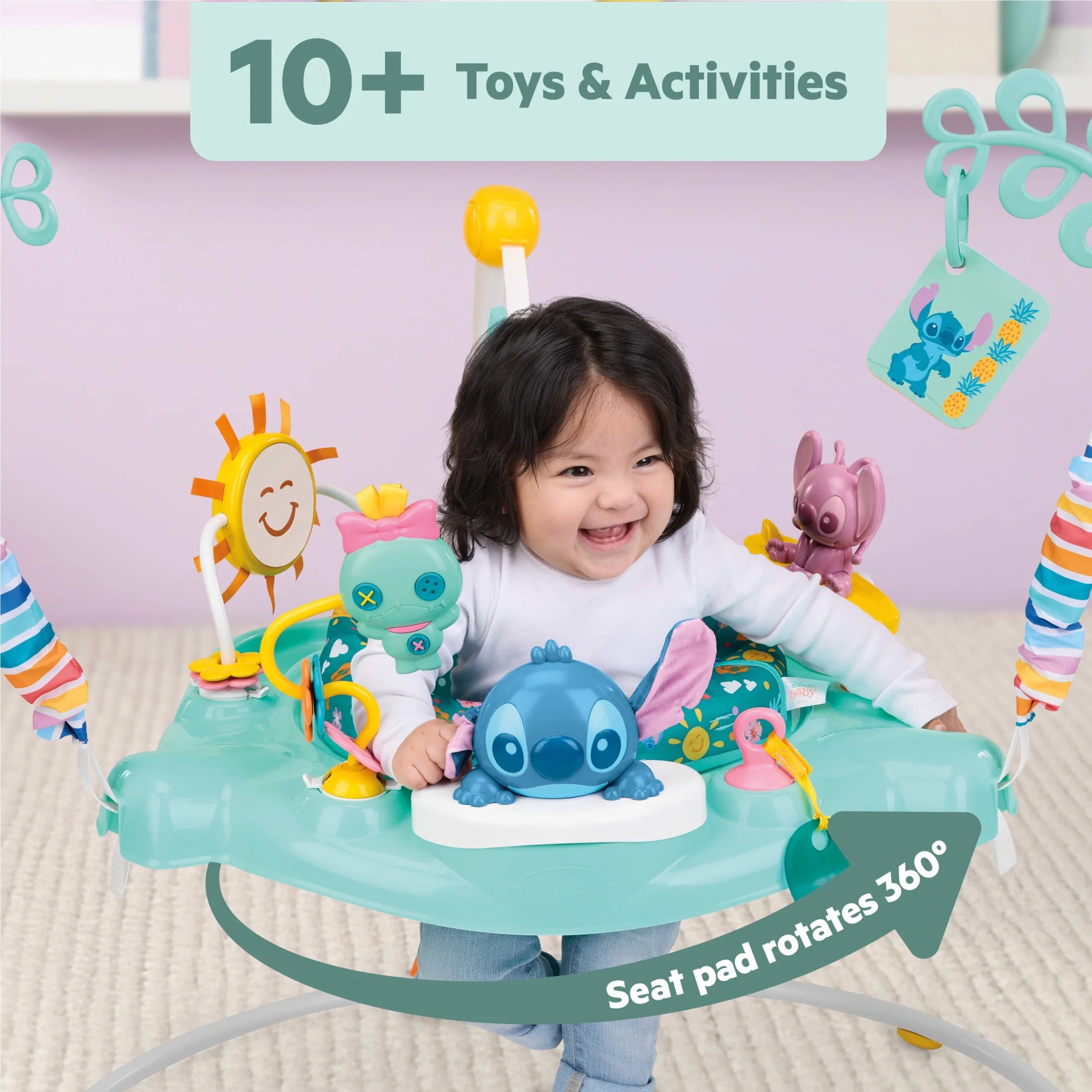Disney Stitch Little Ohana Baby Activity Jumper, Unisex, Infant (Blue)
