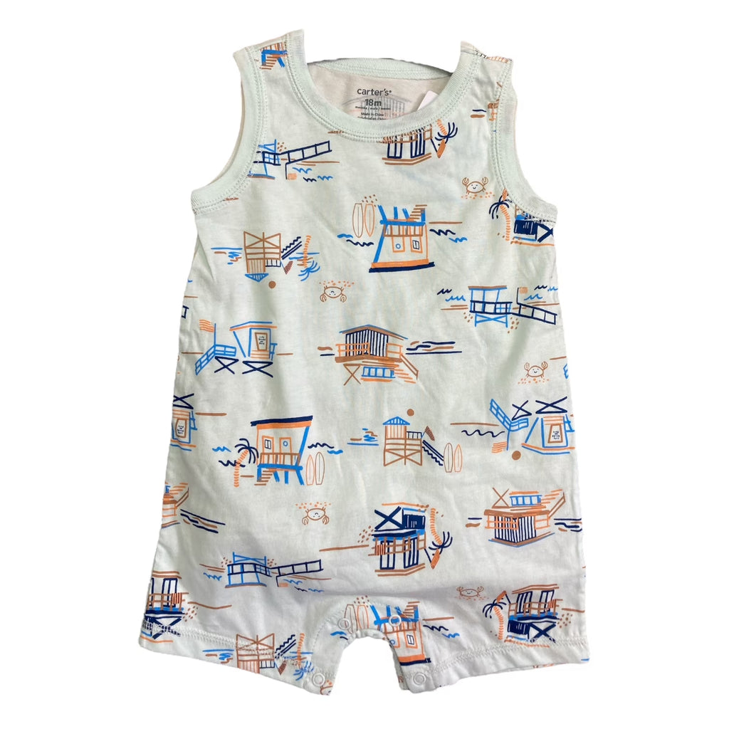 Infant and Toddler Boy'S 2 Piece Short Sleeve Romper Playwear Set (Lifeguard on Duty, 6-9M)