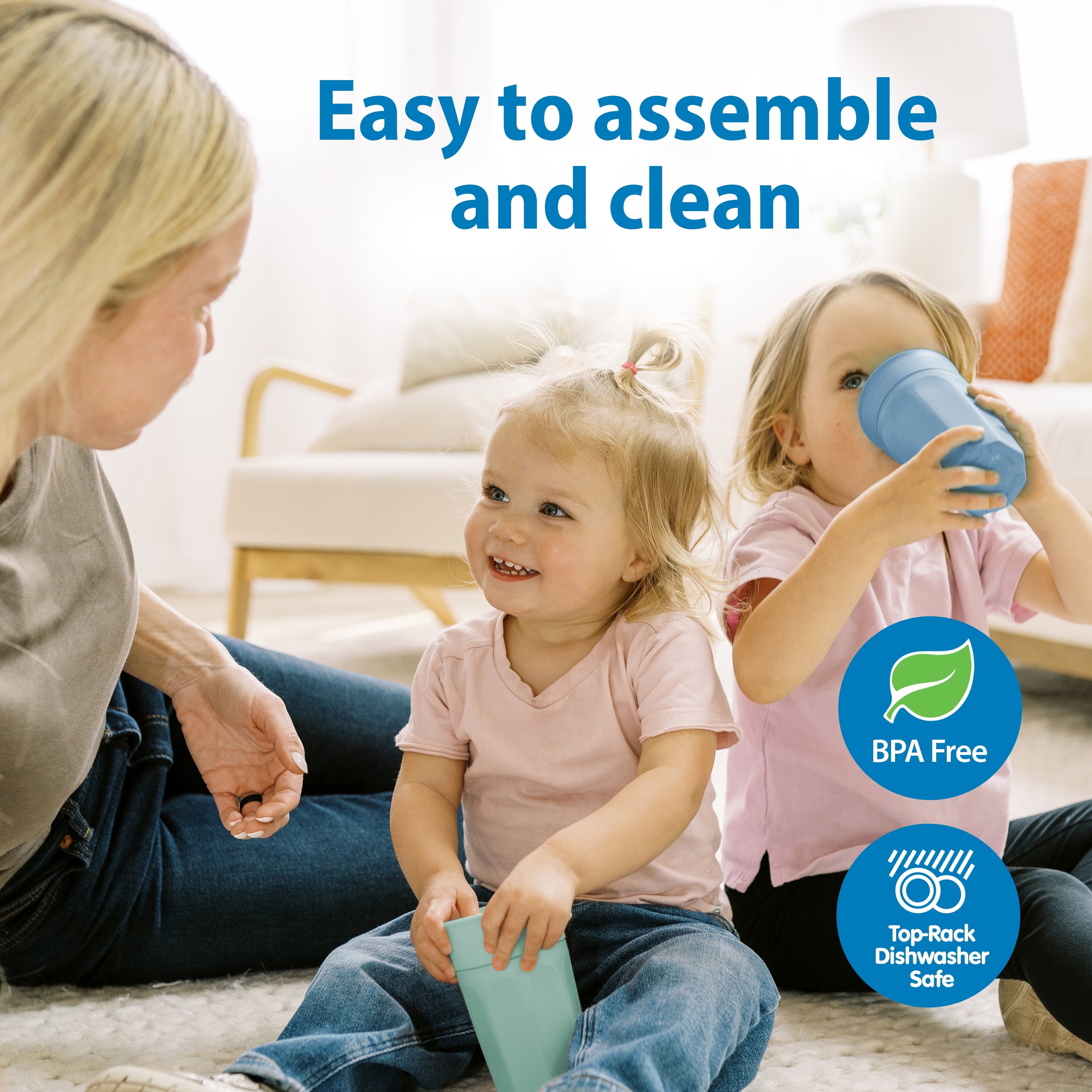Milestones Cheers 360 Training Cup for Toddler/Baby, Leak-Free, Blue/Aqua, 10 Oz, 9M+, 2-Pack