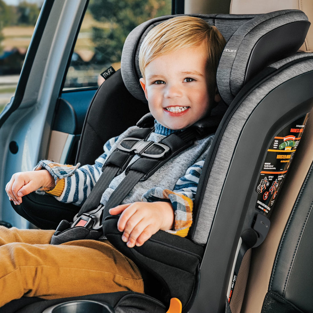Myfit® 2-In-1 Forward-Facing Harness Booster Car Seat for Toddlers, 5-Point Harness, Belt-Positioning Booster - Iron (Black), New