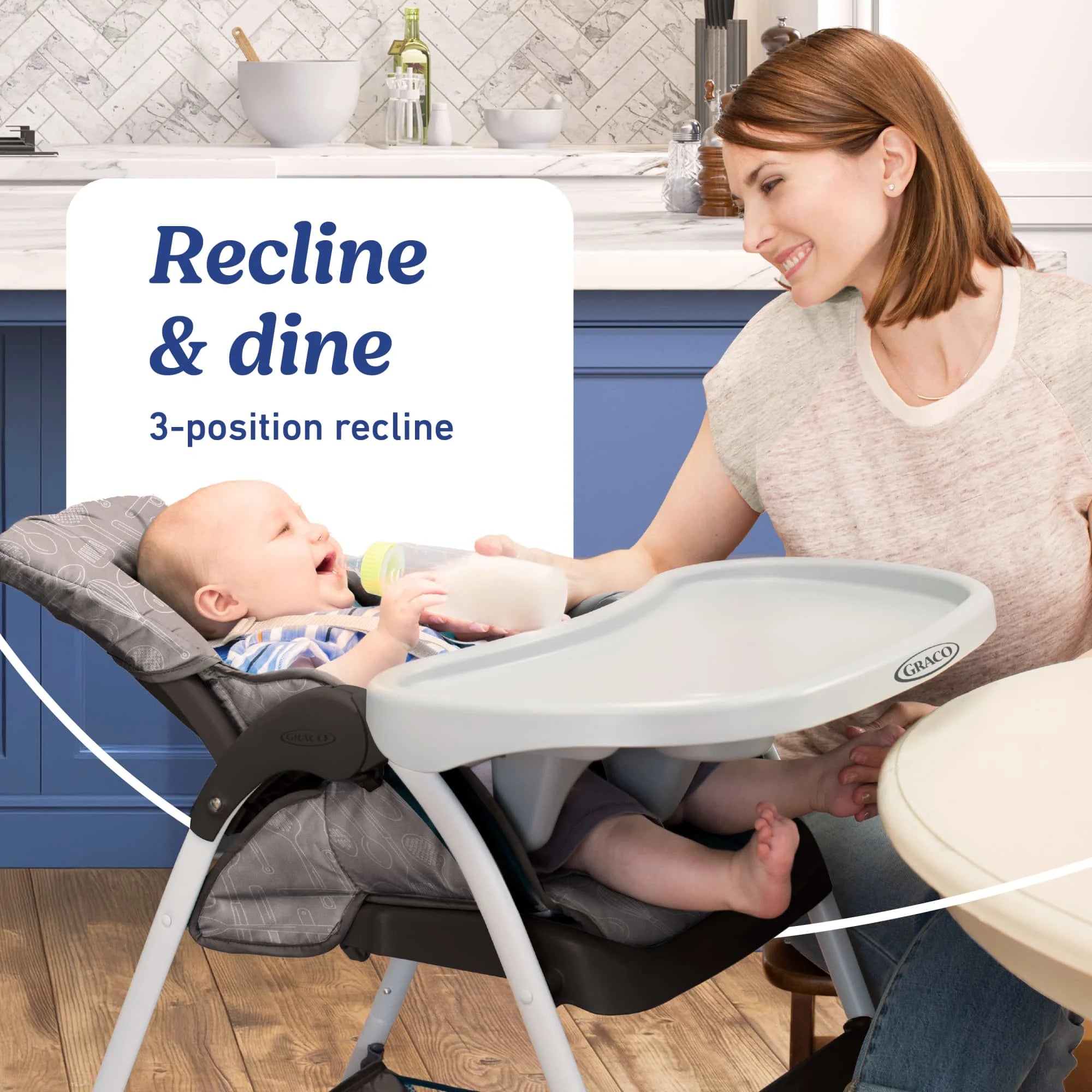 Graco Slim Snacker Highchair with One-Hand Fold, Adjustable Recline, Whisk