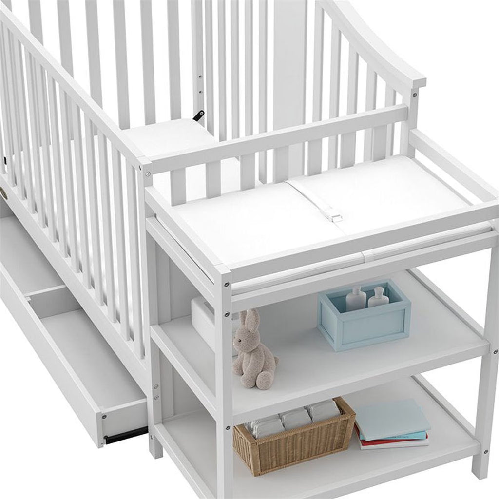 Solano 4-In-1 Convertible Baby Crib and Changer with Drawer, White