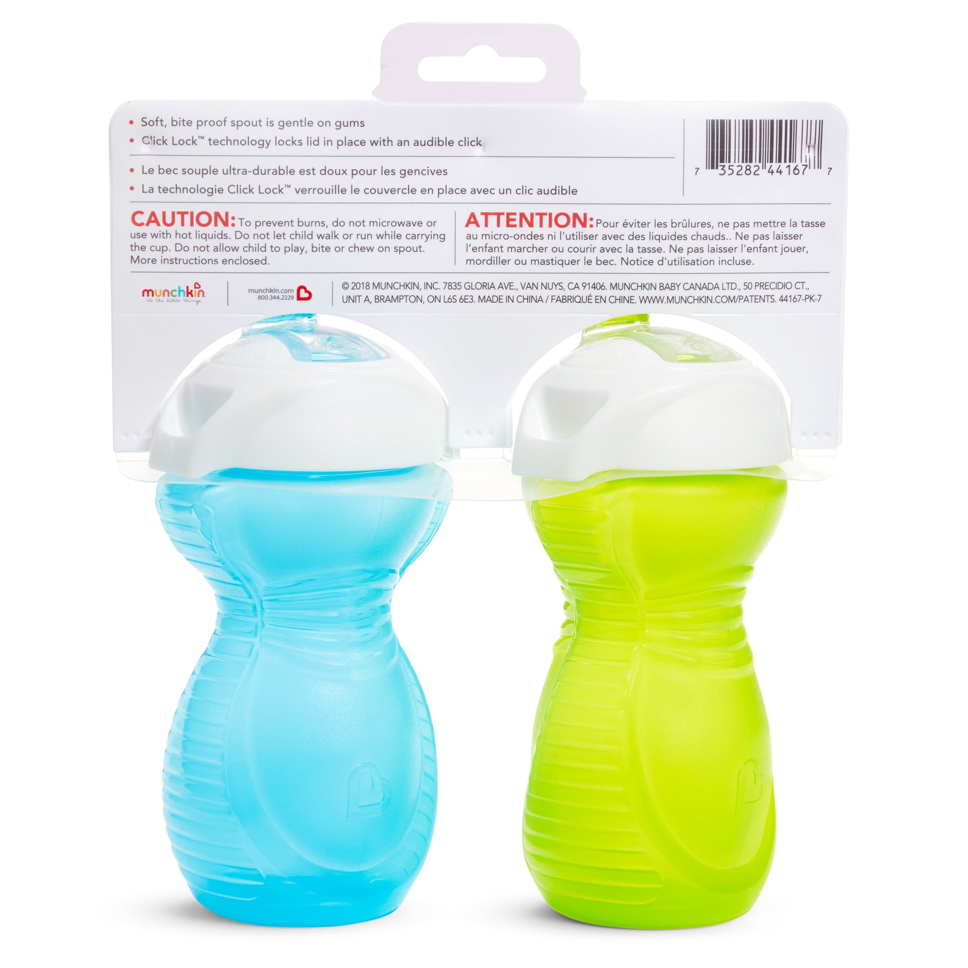Munchkin® Click Lock™ Bite Proof Infant Sippy Cup, 9 Oz, Blue/Green, Unisex, 2 Pack