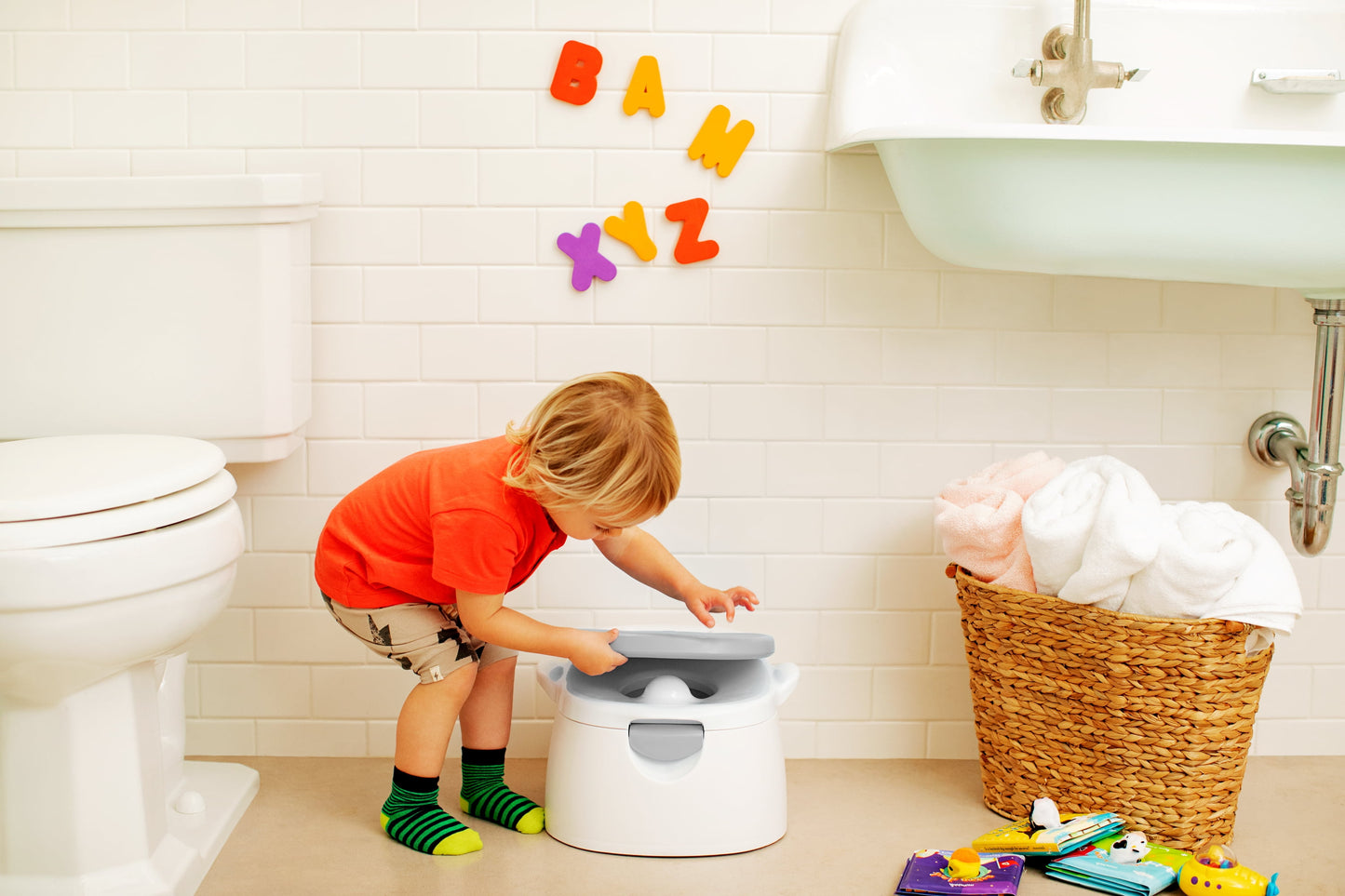 Munchkin® Multistage™ 3-In-1 Toddler Potty Seat, Potty Chair, Trainer Ring and Step Stool, White