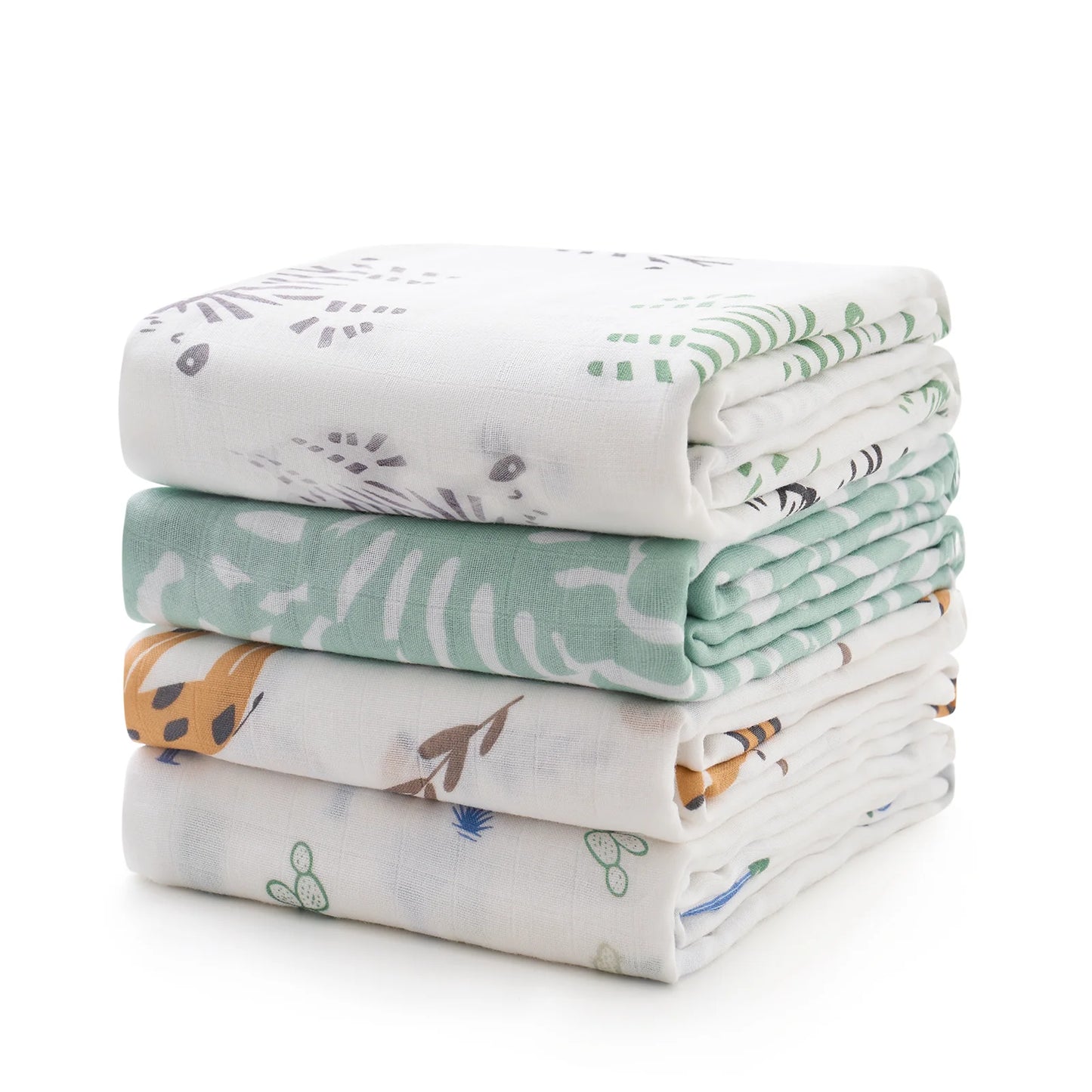 Momcozy Muslin Swaddle Blankets, 4 Pack, Breathable 2-Layer Gauze Large 47'' X 47'' Baby Swaddling Receiving Blanket for Newborn Boys Girls, Bravery