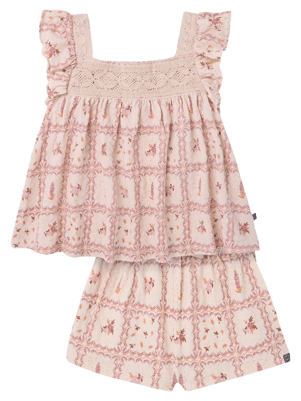 by Gerber Toddler Girl Square Neck Ruffle Outfit Set, 2-Piece, Sizes 12 Months - 5T