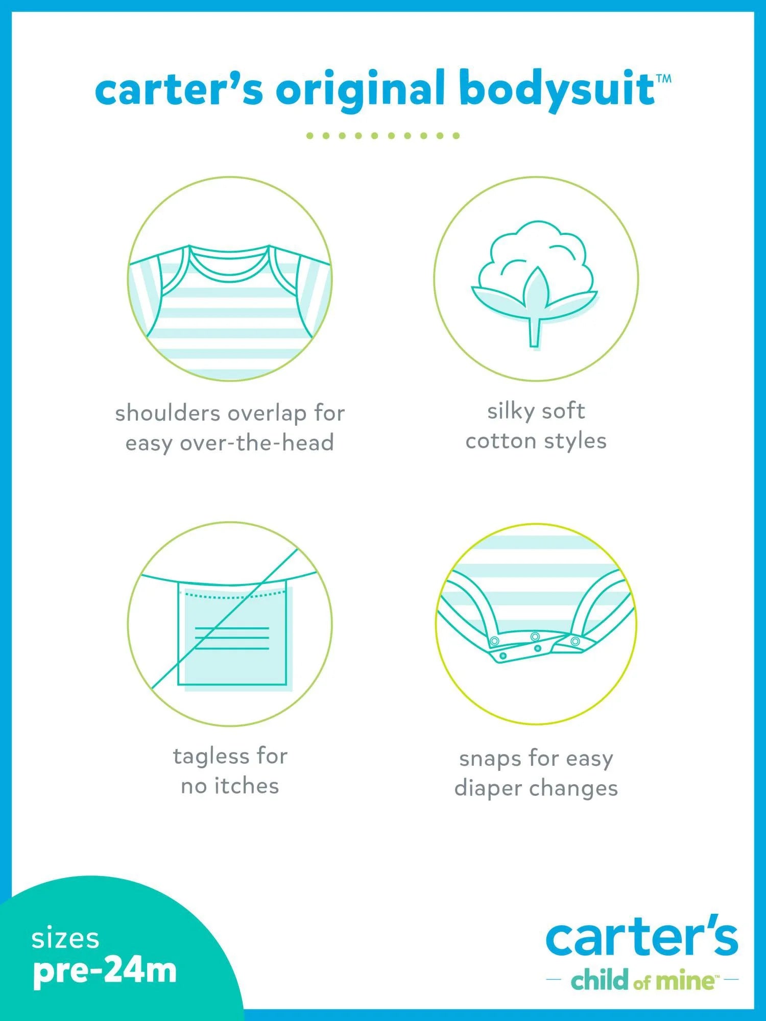 Baby Unisex Short Sleeve Bodysuits, 3-Pack Sizes Preemie-18 Months
