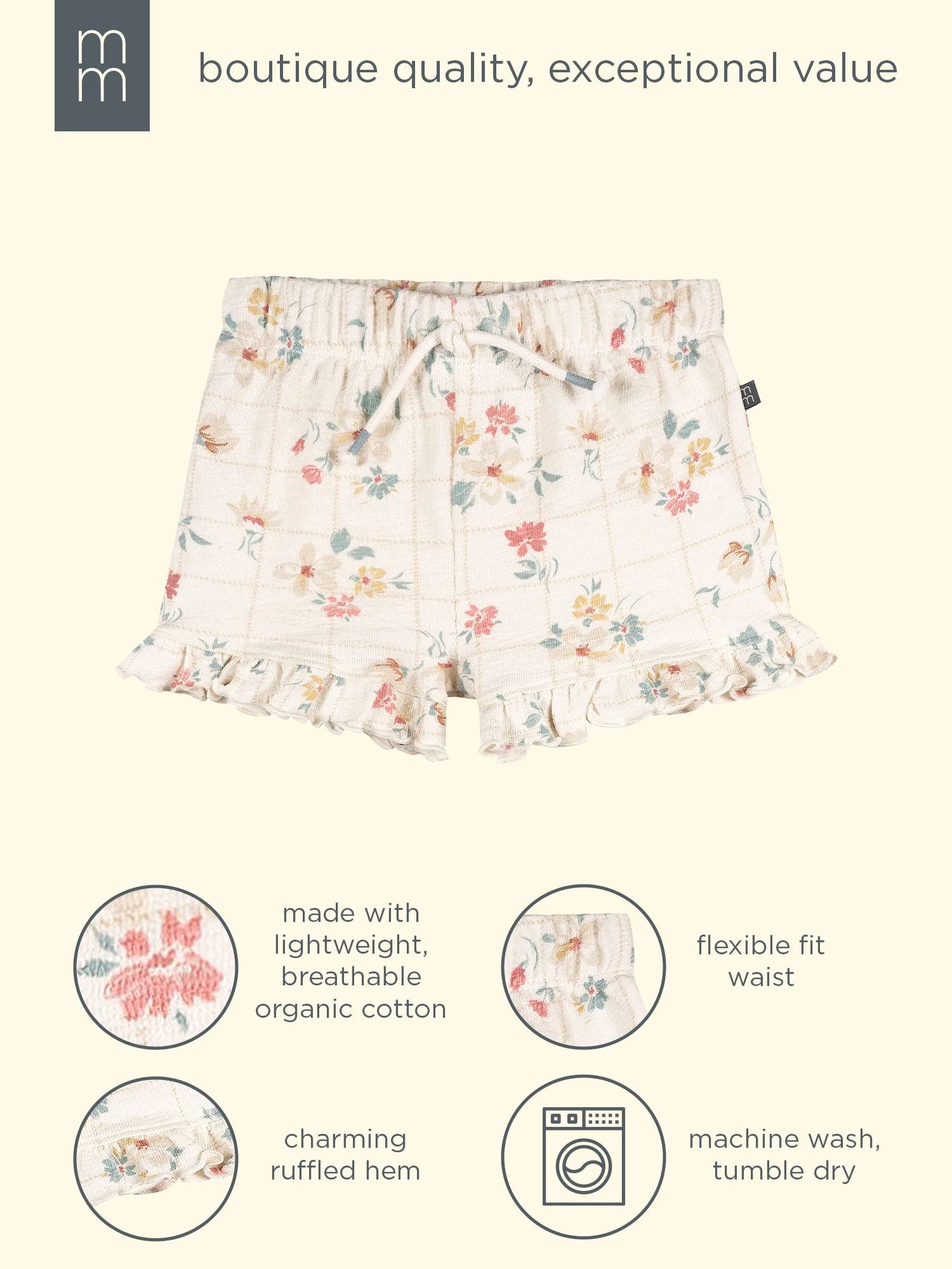 by Gerber Toddler Girl Organic Top and Short Outfit Sets, 4-Piece, Sizes 12 Monts - 5T