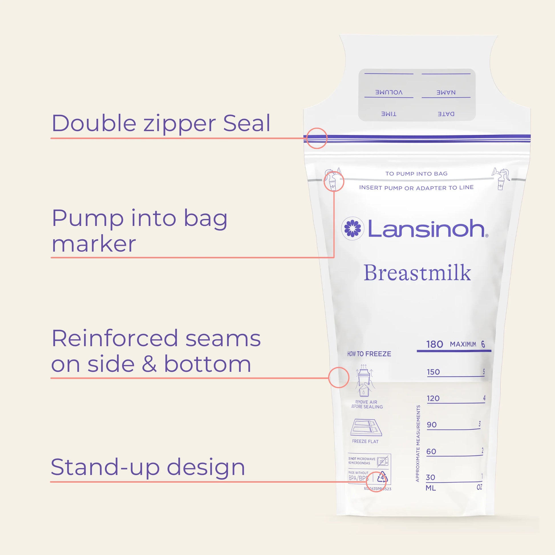(3 Pack)  Breastmilk Storage Bags, 100 Count, Fast Freeze & Thaw, 6 Oz