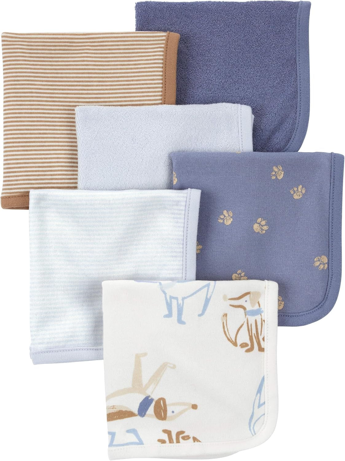 6-Pack Washcloths (Blue/Ivory)