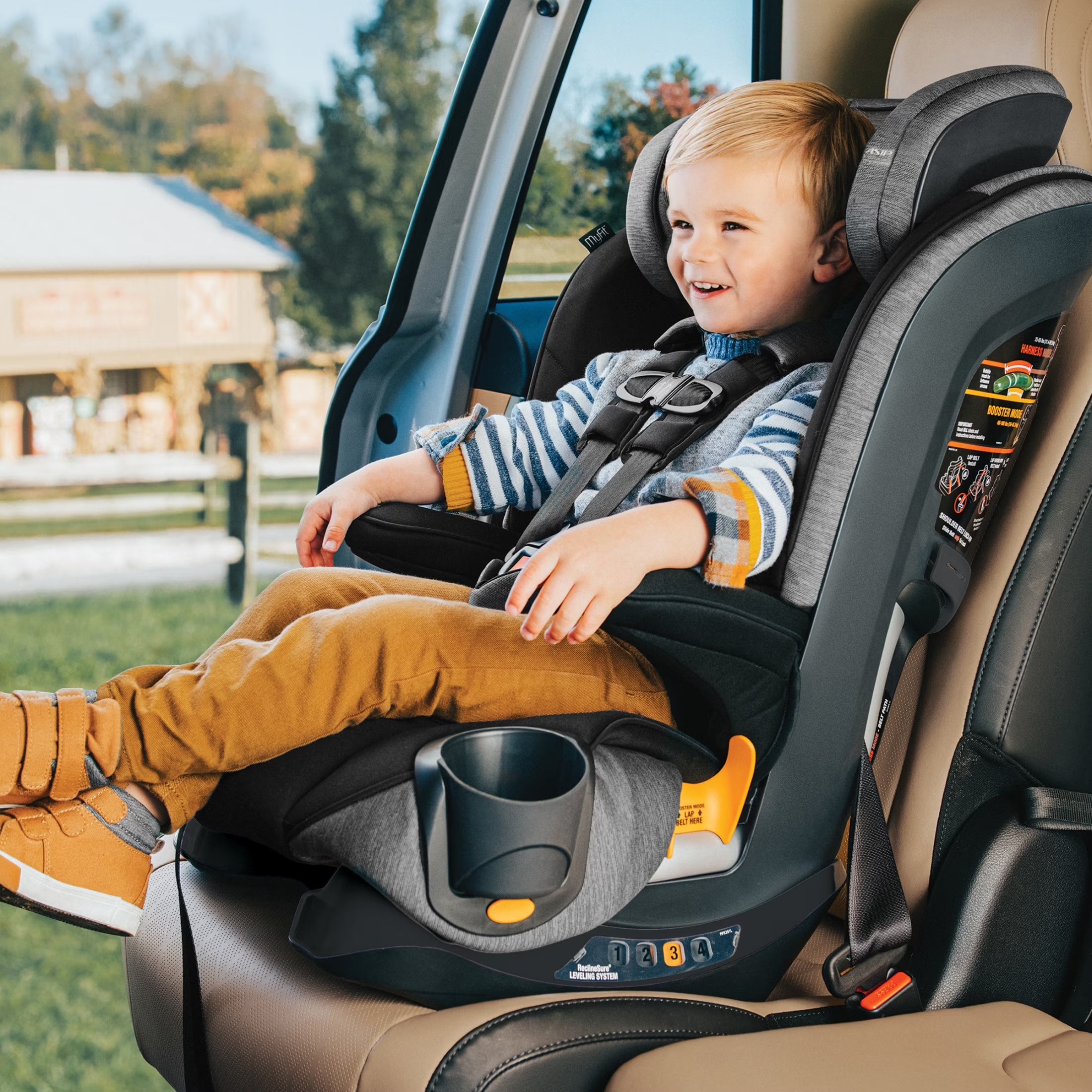 Myfit® 2-In-1 Forward-Facing Harness Booster Car Seat for Toddlers, 5-Point Harness, Belt-Positioning Booster - Iron (Black), New