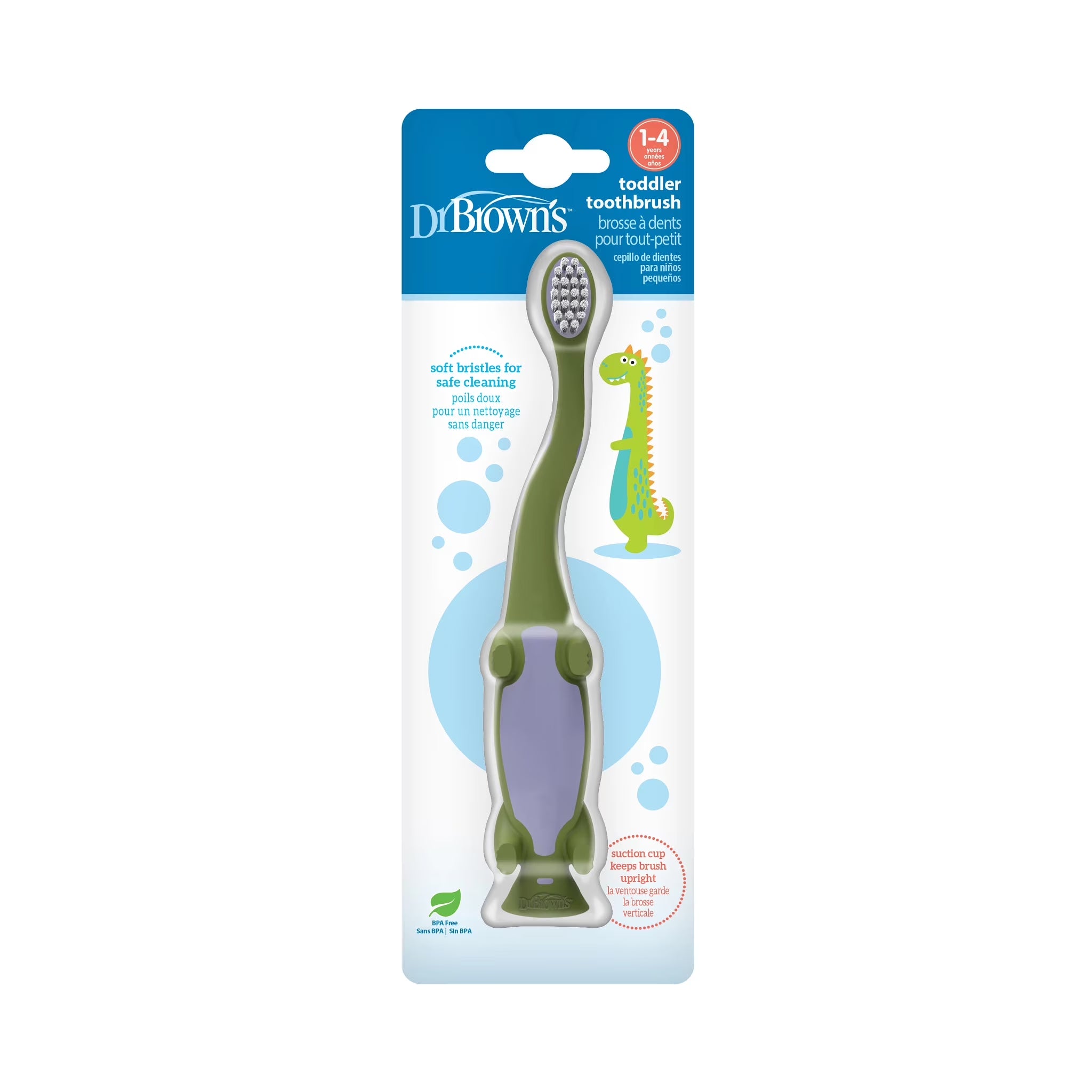 Baby & Toddler Training Toothbrush with Soft Bristles, Green Dinosaur, 1-4 Years, 1 Pack