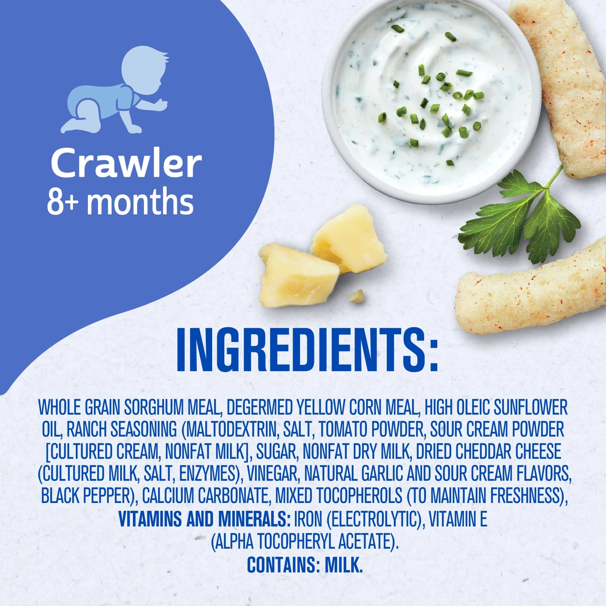 Snacks for Baby Lil Crunchies Ranch Puffs, 1.48 Oz Canister