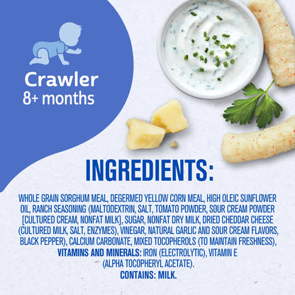 Snacks for Baby Lil Crunchies Ranch Puffs, 1.48 Oz Canister