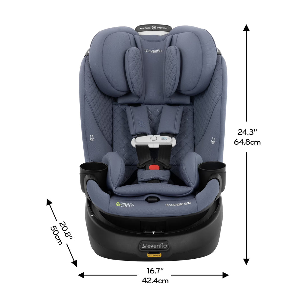 Revolve360 Slim 2-In-1 Rotating Car Seat with Green & Gentle Fabric (Flint)