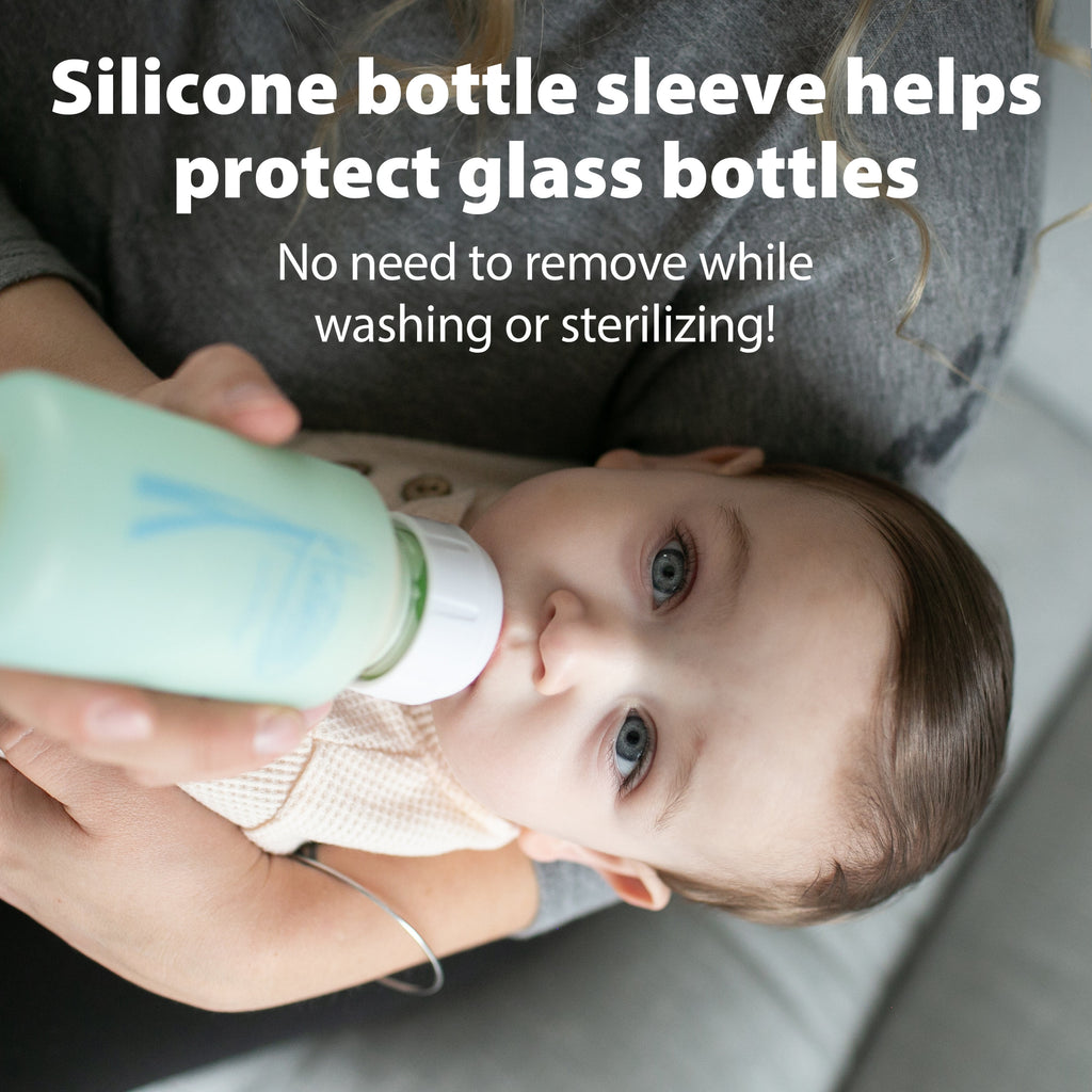 Anti-Colic Options+ Narrow Glass Bottle Starter Set, 4 Oz / 8 Oz Bottles, Level 1 and 2 Nipples, and Happypaci Pacifier