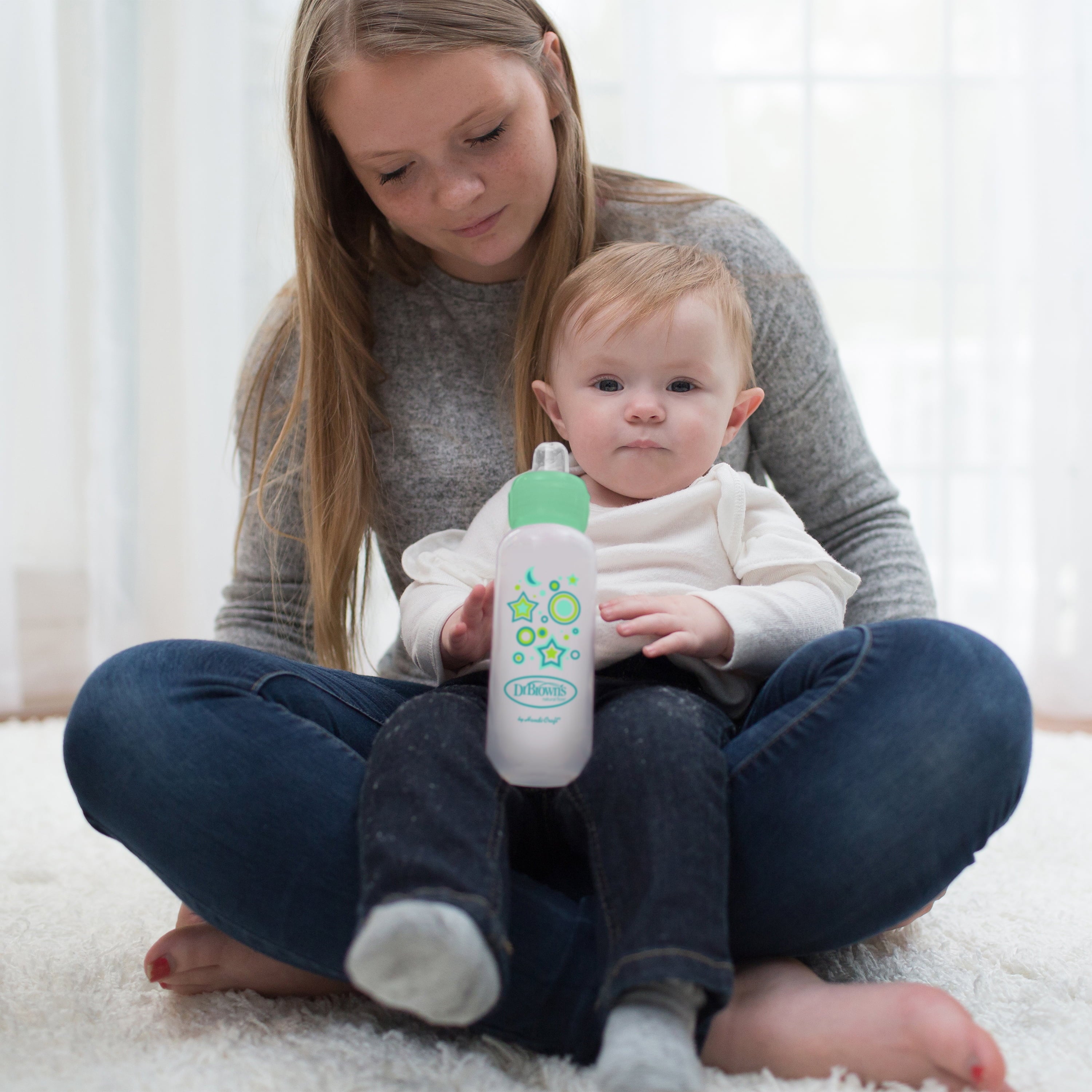 Anti-Colic Options+ Narrow Sippy Bottle Starter Kit, 8Oz/250Ml, Green, BPA Free, 6M+