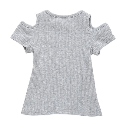 1-6Years Baby Girls Summer T-Shirt Cotton Flying Sleeves T-Shirt for Girls Summer Solid Tee Tops