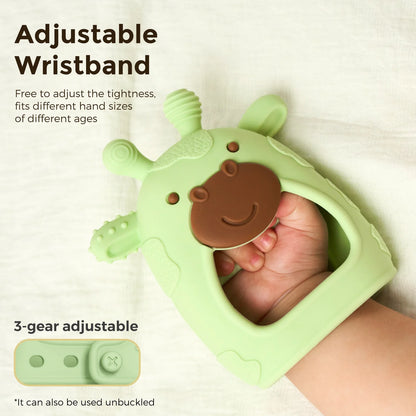 Momcozy Silicone Baby Teether Diver and Giraffe, Teething Toys for Infant 0-12 Months, Yellow & Blue