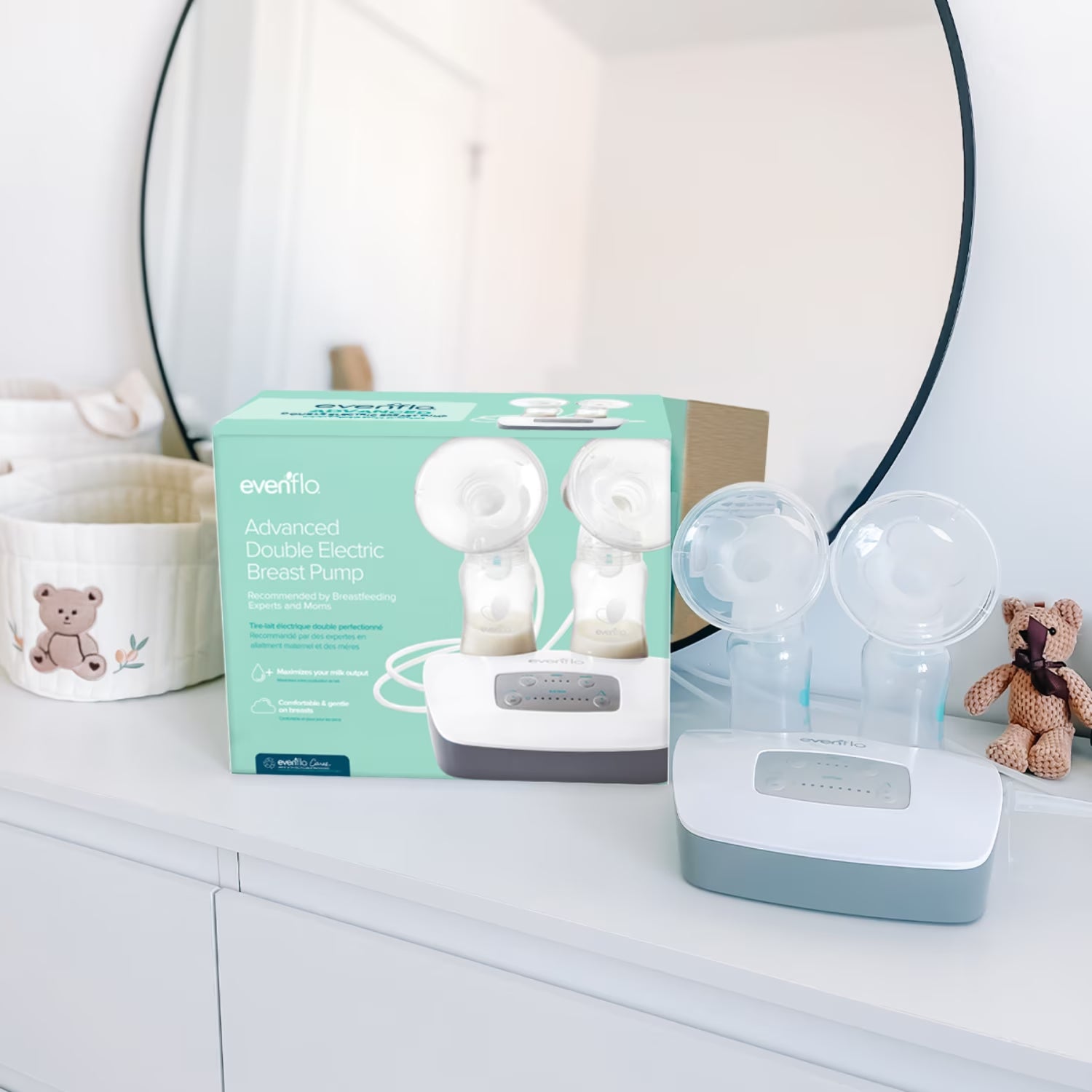 Advanced Double Electric Breast Pump with Breastshields and Milk Storage Bottles, Lightweight