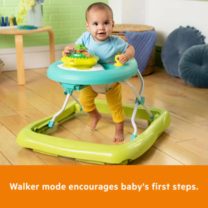 Bright Starts Wanderlights 2-In-1 Baby Walker for Infants, Blue, Green